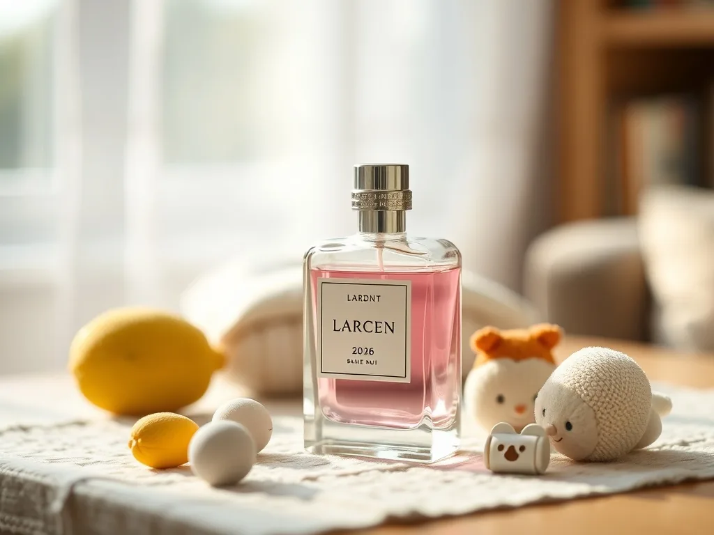 Plusieurs flacons de parfum en verre teinté, de formes différentes, posés sur une surface en marbre clair, avec un vaporisateur dévissé au premier plan.